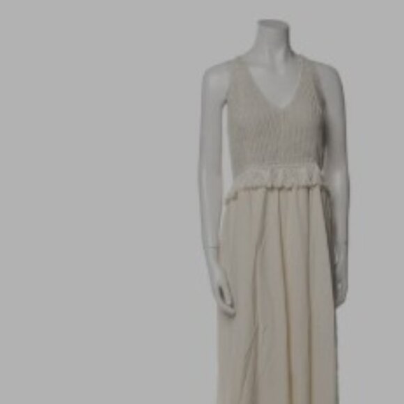 Vince Crochet Fringe Maxi Dress Boho Festival Resort Ivory Sz S Lined - Picture 3 of 10